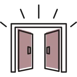 Icono de una puerta abierta que simboliza el acceso directo a los cursos sin necesidad de registro