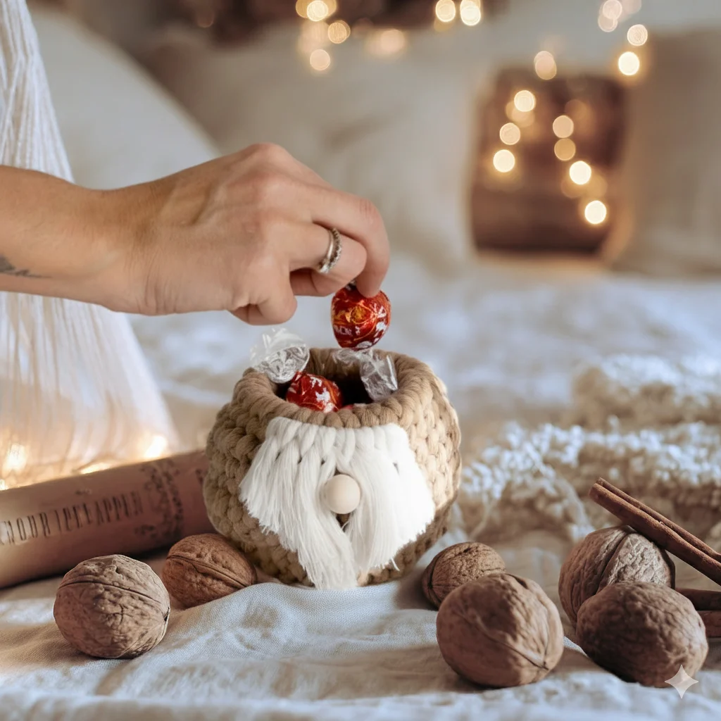 Bombonera con forma de Papa Noel. Kit DIY creativo navidad de Fruto Samore