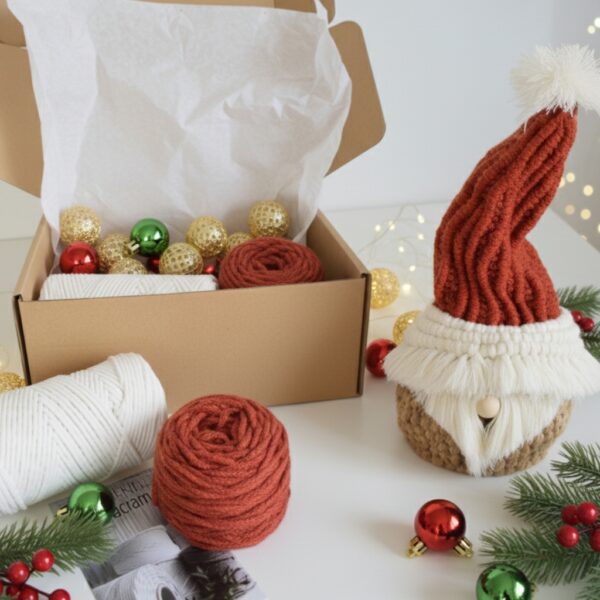 Kit macrame navidad Bombonera Papa Noel - Fruto Samore®