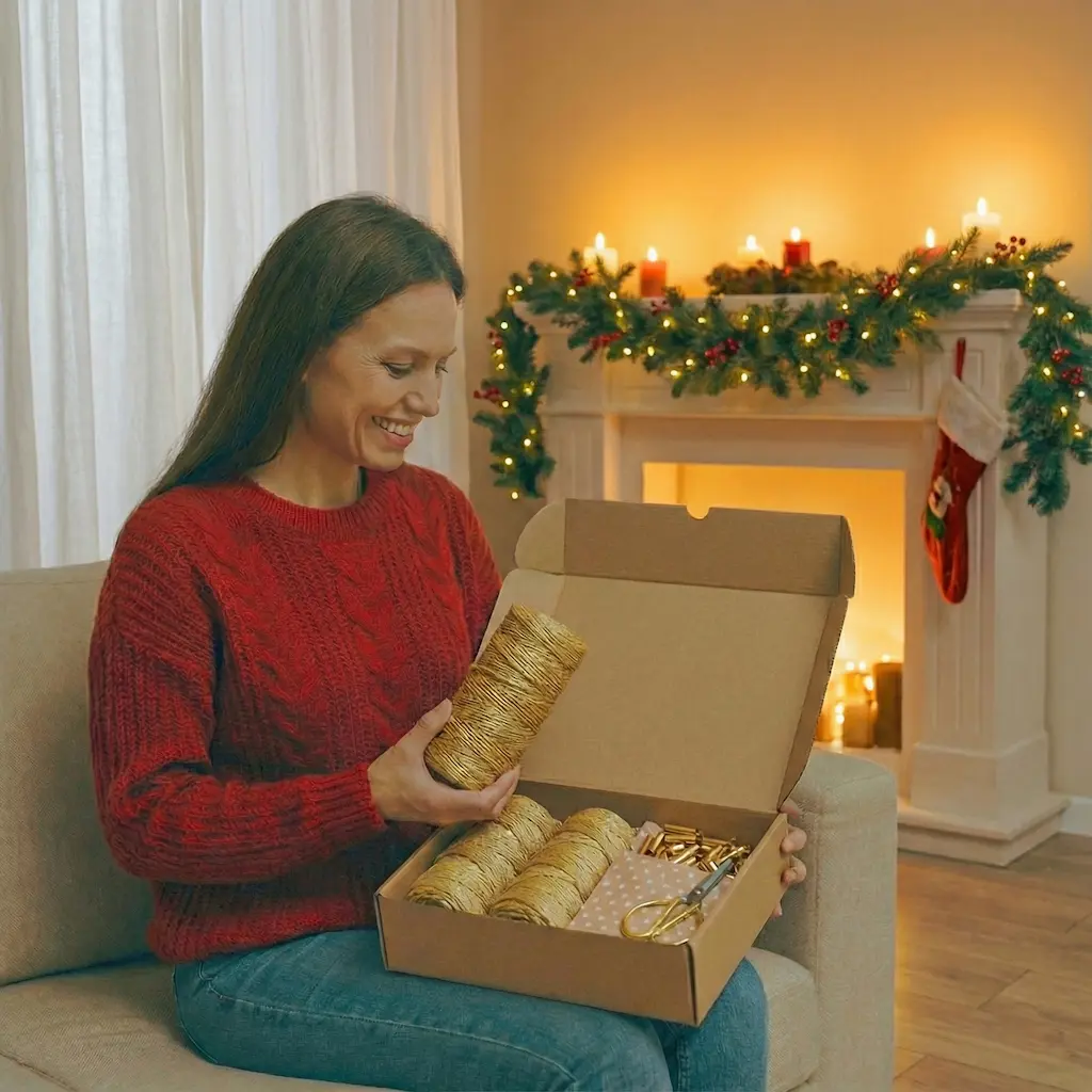 chica abriendo paquete