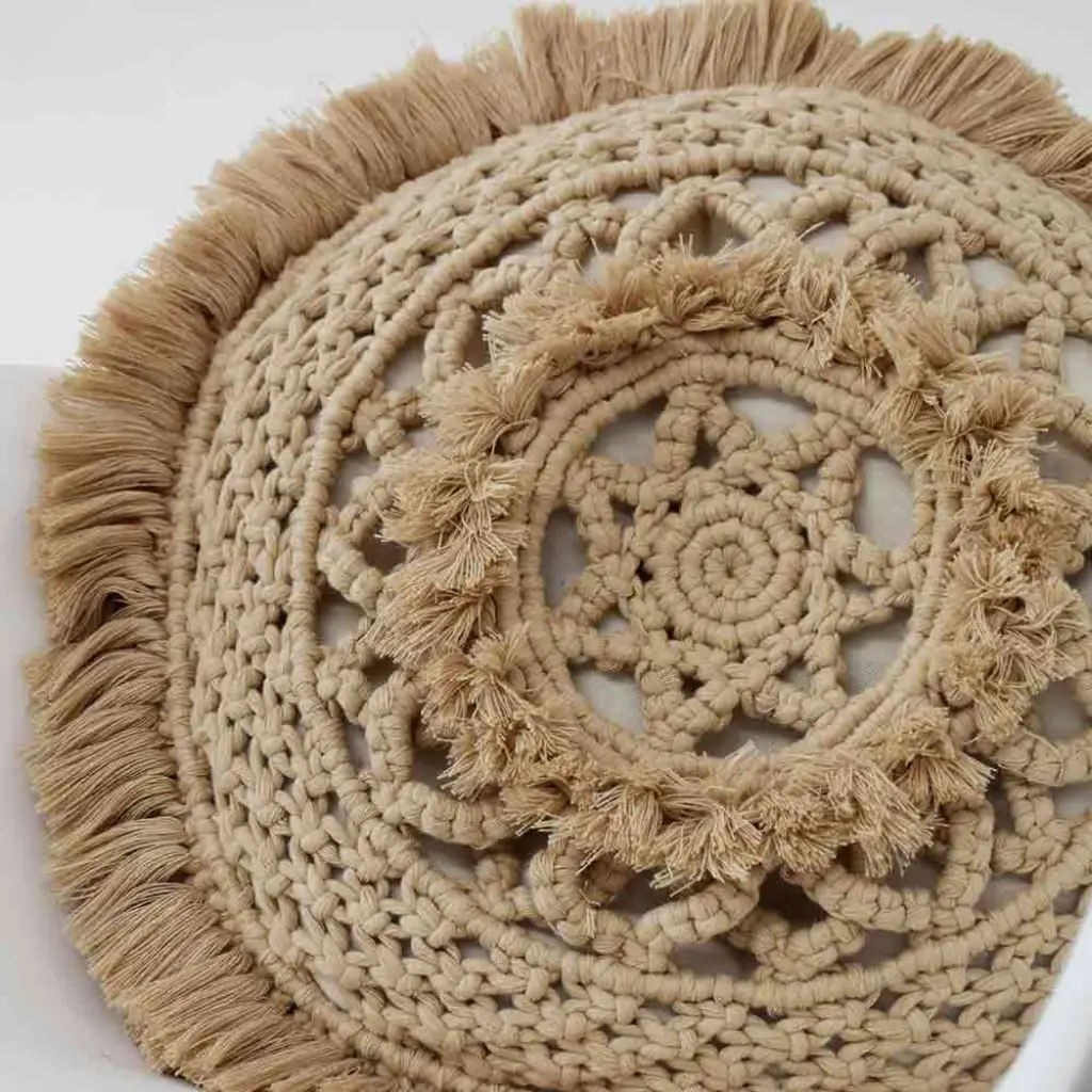 Detalle Kit Macrame DIY Cojin Circular Sole Mio Fruto Samore