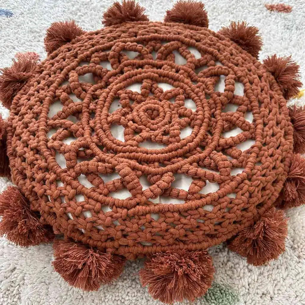 Kit Macrame DIY Cojin Circular color canela Sole Mio Fruto Samore