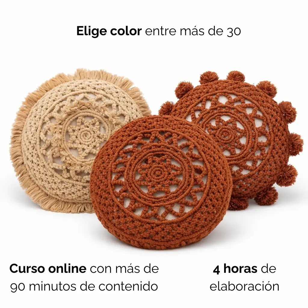 Versiones Kit Macrame DIY Cojin Circular Sole Mio Fruto Samore