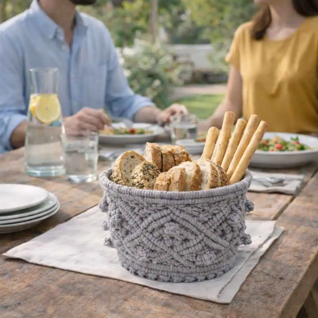 Cesto pan macramé estilo boho