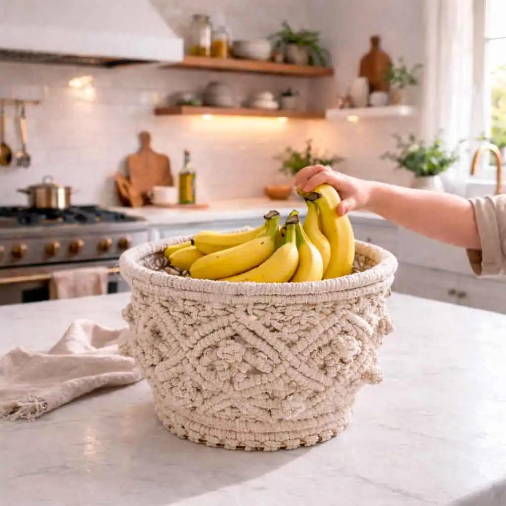 Frutero macramé DIY funcional para cocina