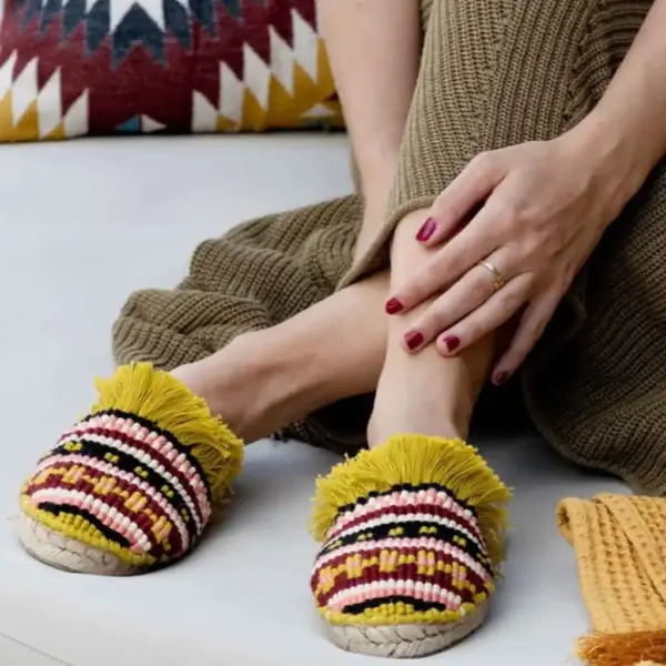 babuchas macrame kilim interior mostaza