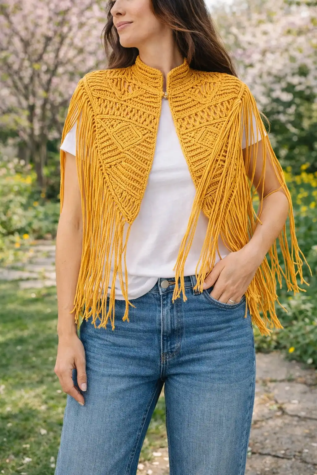 Kit macrame DIY Capa Nochal mostaza