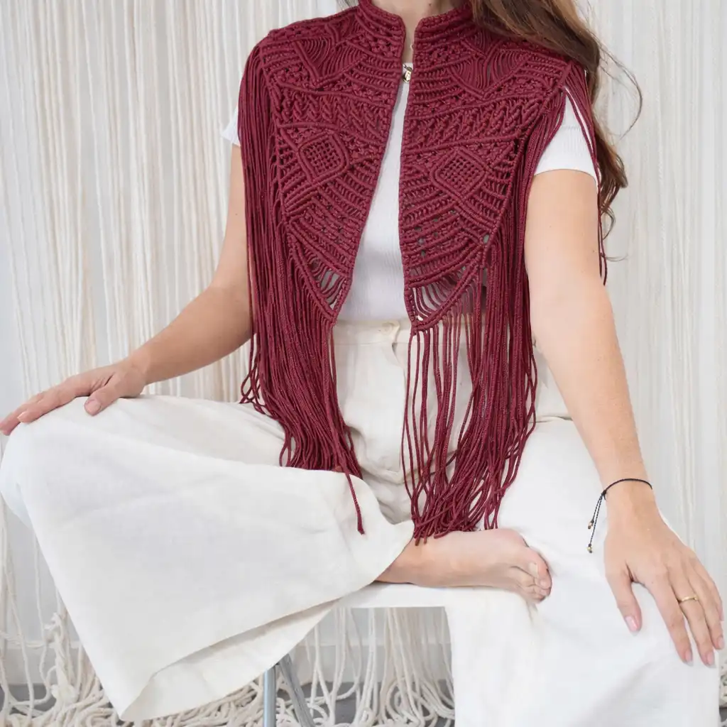 Kit macrame premium Capa Nochal granate